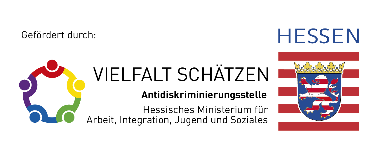 Förderlogo: Antidiskriminierungsstelle - Hessisches Ministerium für Arbeit, Integration, Jugend und Soziales